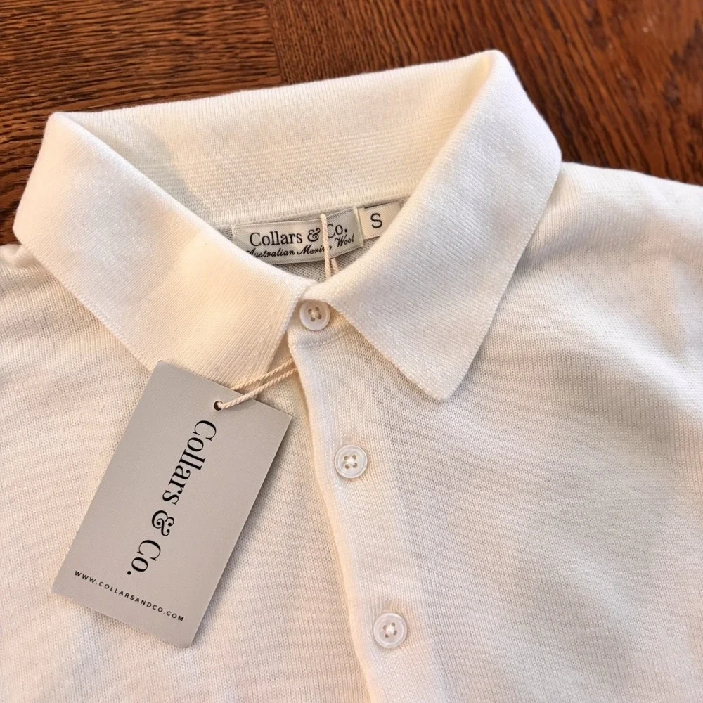 Collars And Co Australian Merino Wool Dress Polo Sweater Mens Small Luxury NWT
